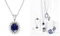 EFFY Collection Royalty Inspired by EFFY&reg; Sapphire (1-9/10 ct. t.w.) and Diamond (3/8 ct. t.w.) Oval Pendant in 14k White Gold, Created for Macy's